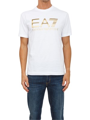 EA7 EMPORIO ARMANI T-shirt bianco EA7 Logo Series in cotone con maxi logo in UOMO