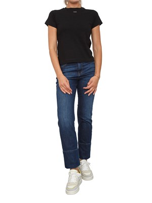 T-shirt Pinko in jersey di cotone nero con stampa logo a contrasto in DONNA