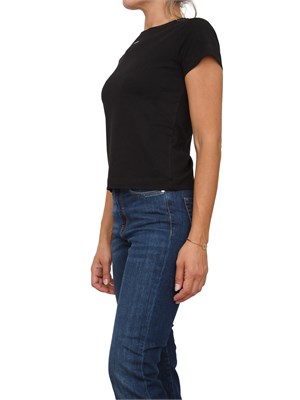 T-shirt Pinko in jersey di cotone nero con stampa logo a contrasto in DONNA