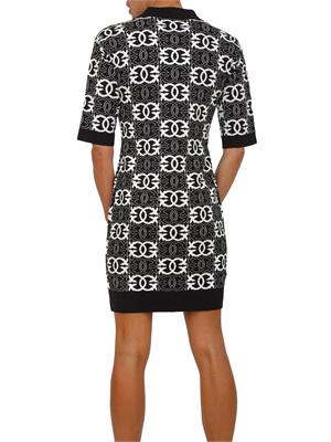 Abito in maglia Pinko con stampa logo all over a contrasto bianco e nero in DONNA