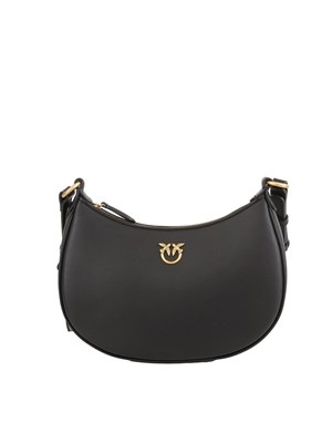 Borsa a spalla Pinko modello Half Moon in pelle nera con logo in DONNA