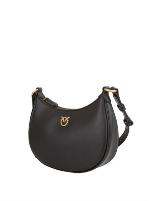 Borsa a spalla Pinko modello Half Moon in pelle nera con logo in DONNA