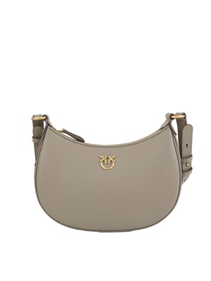 Borsa a spalla Pinko modello Half Moon in pelle grigia con logo in DONNA