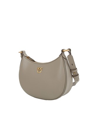 Borsa a spalla Pinko modello Half Moon in pelle grigia con logo in DONNA