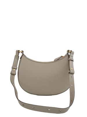 Borsa a spalla Pinko modello Half Moon in pelle grigia con logo in DONNA