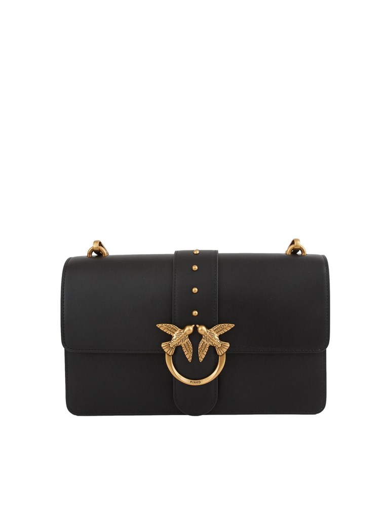 Borsa a spalla Pinko in pelle liscia nera
