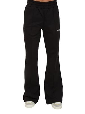 Pantaloni jogger Pinko modello flare in morbido cotone nero e logo a contrasto in DONNA