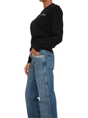 Maglia Pinko in lana e cashmere nero con maxi logo a contrasto dietro in DONNA