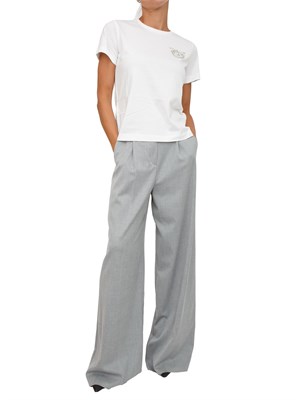 T-shirt Pinko in cotone bianco con ricamo logo in cristalli in DONNA