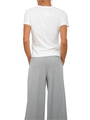 T-shirt Pinko in cotone bianco con ricamo logo in cristalli in DONNA