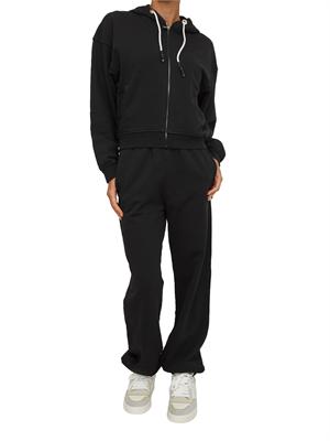 Pantaloni jogger Pinko in cotone nero effetto old con logo in tono in DONNA