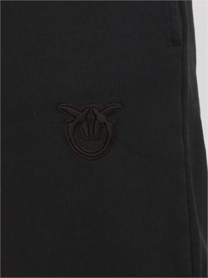 Pantaloni jogger Pinko in cotone nero effetto old con logo in tono in DONNA