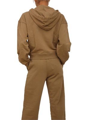 Felpa Pinko con cappuccio in cotone cammello e logo tono su tono in DONNA