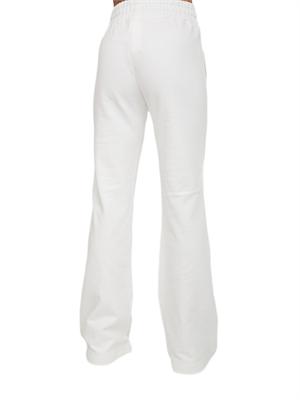 Pantaloni jogger Pinko modello flare in morbido cotone bianco e logo a contrasto in DONNA