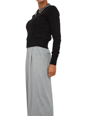 Maglia Pinko in lana nera con colletto strass all over in DONNA