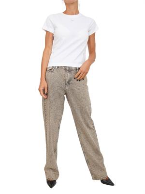 T-shirt Pinko in jersey di cotone bianco con stampa logo a contrasto in DONNA