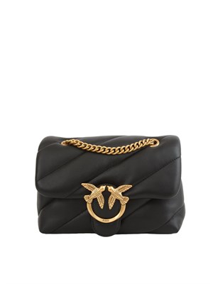 Borsa Mini Love Bag Puff Pinko in pelle nera in DONNA