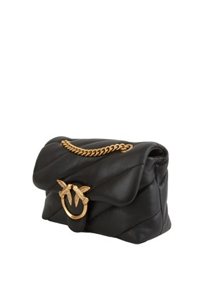 Borsa Mini Love Bag Puff Pinko in pelle nera in DONNA