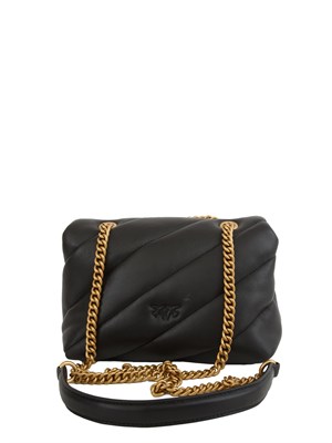 Borsa Mini Love Bag Puff Pinko in pelle nera in DONNA