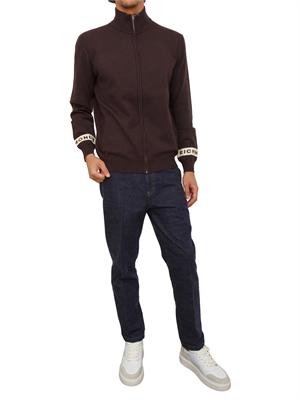 Cardigan zip Richmond X uomo in misto viscosa marrone in UOMO