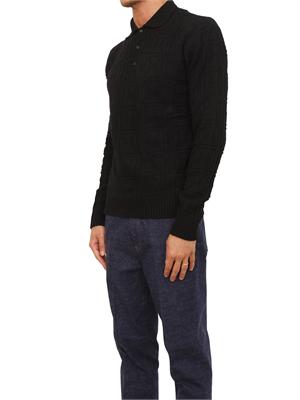 Maglia Richmond X uomo in lana nera con lavorazione logo all over in UOMO