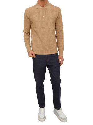 Maglia Richmond X uomo in lana cammello con lavorazione logo all over in UOMO