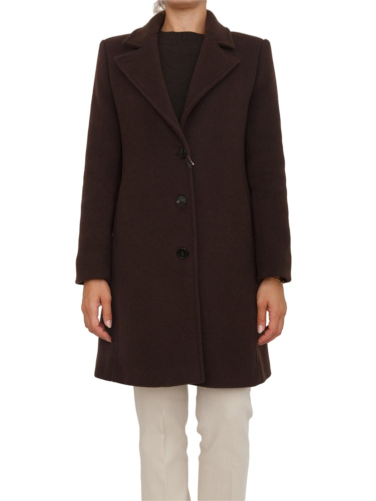 Cappotto Marella in misto lana marrone con fit regular