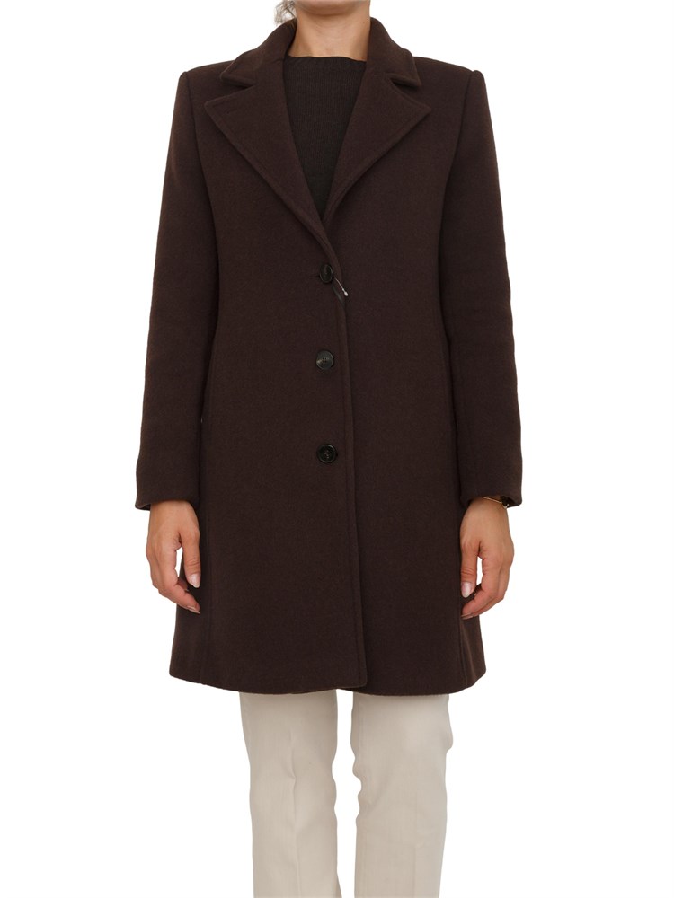 Cappotto Marella in misto lana marrone con fit regular