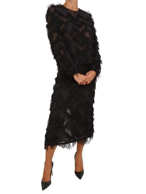 Blusa Marella in georgette nera lavorata in fil coupé effetto frangia in DONNA