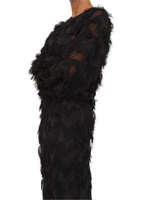 Blusa Marella in georgette nera lavorata in fil coupé effetto frangia in DONNA