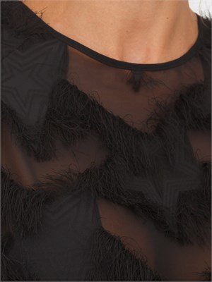 Blusa Marella in georgette nera lavorata in fil coupé effetto frangia in DONNA