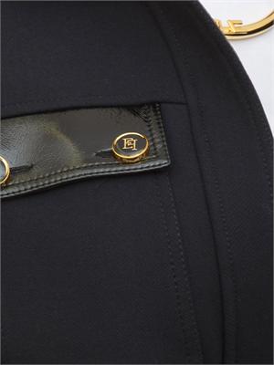 Giubbotto Elisabetta Franchi in doppio crêpe nero con cintura logata in DONNA