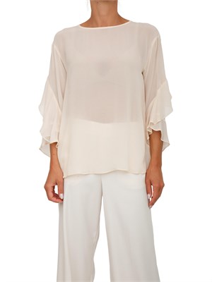 Blusa Marella in viscosa rosa cipria con maniche a balze in DONNA
