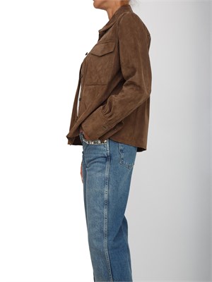 Giacca camicia Marella in suede marrone con tasche sul davanti in DONNA