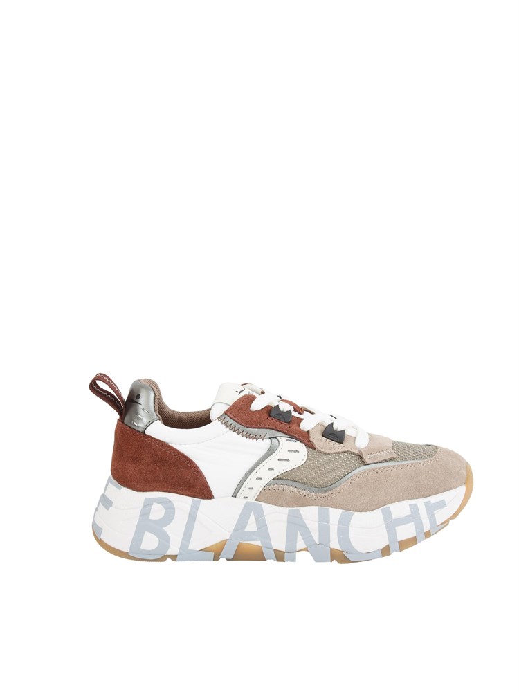 Sneaker Voile Blanche in suede e tessuto tecnico beige e cuoio