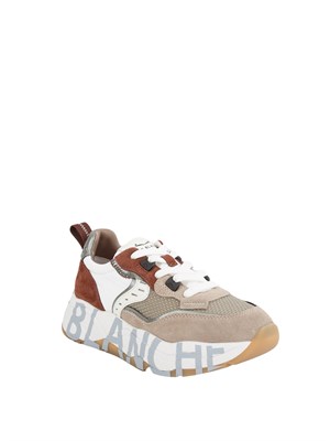 Sneaker Voile Blanche in suede e tessuto tecnico beige e cuoio in DONNA