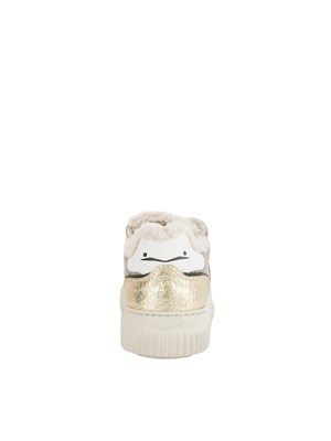 Sneakers Voile Blanche in suede e lana beige e tortora con pelliccia interna in DONNA
