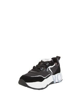 Sneaker Voile Blanche in suede e tessuto tecnico nero in DONNA