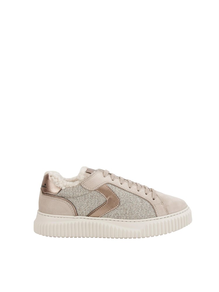 Sneakers Voile Blanche in suede e lana grigia con pelliccia interna