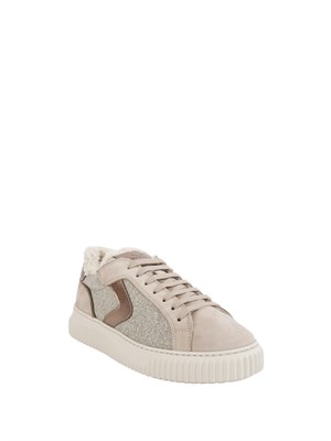 Sneakers Voile Blanche in suede e lana grigia con pelliccia interna in DONNA