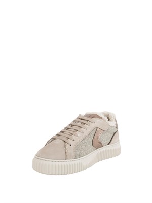 Sneakers Voile Blanche in suede e lana grigia con pelliccia interna in DONNA