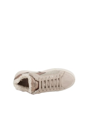 Sneakers Voile Blanche in suede e lana grigia con pelliccia interna in DONNA