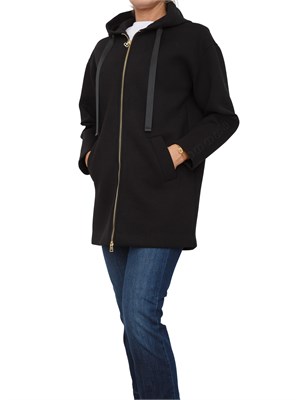 TWIN-SET Felpa giubbino Twinset in scuba nera con zip e cappuccio in DONNA