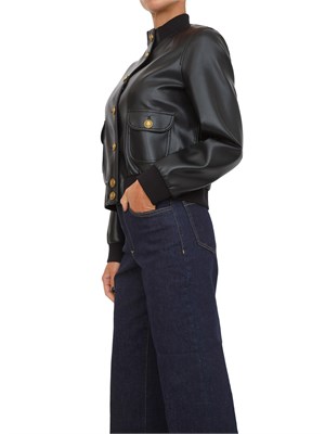 TWIN-SET Giubbino Twinset effetto pelle nero con bottoni oro logati in DONNA