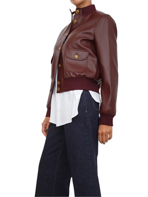 TWIN-SET Giubbino Twinset effetto pelle bordeaux con bottoni oro logati in DONNA