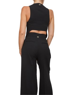TWIN-SET Gilet Twinset in misto viscosa nero con taglio corto dietro in DONNA