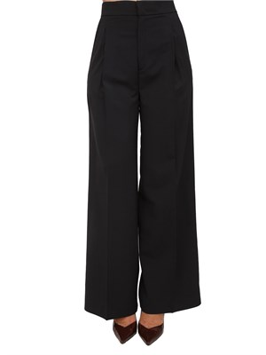 TWIN-SET Pantaloni Twinset in viscosa nera con vita alta e modello palazzo in DONNA