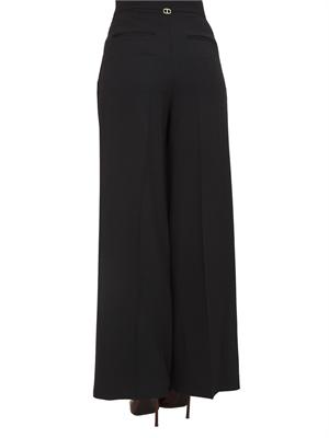 TWIN-SET Pantaloni Twinset in viscosa nera con vita alta e modello palazzo in DONNA