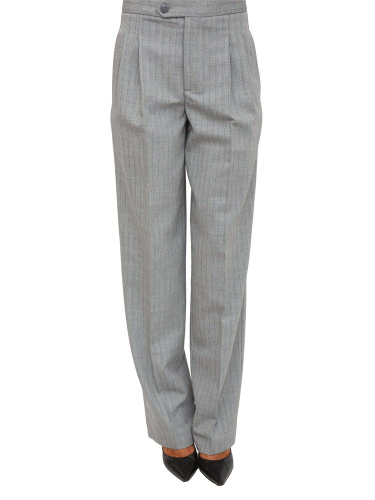 TWIN-SET Pantaloni sartoriali Twinset in tessuto gessato di misto lana grigio