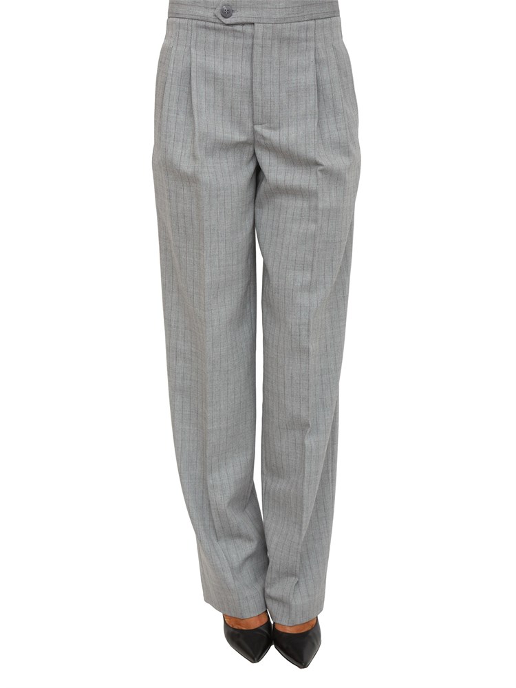 TWIN-SET Pantaloni sartoriali Twinset in tessuto gessato di misto lana grigio